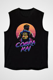 Cobra Kai Baskılı Unisex Siyah Kolsuz Tişört - Tshirt
