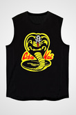 Cobra Kai Baskılı Unisex Siyah Kolsuz Tişört - Tshirt
