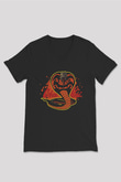 Cobra Kai Baskılı Unisex Siyah V Yaka Tişört - Tshirt