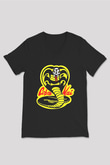 Cobra Kai Baskılı Unisex Siyah V Yaka Tişört - Tshirt