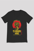 Cobra Kai Baskılı Unisex Siyah V Yaka Tişört - Tshirt