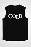 Cold Baskılı Unisex Siyah Kolsuz Tişört - Tshirt