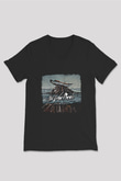 Color Morale Baskılı Unisex Siyah V Yaka Tişört