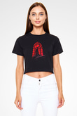 Command and Conquer Siyah Crop Top Tişört