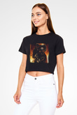 Command and Conquer Siyah Crop Top Tişört