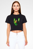 Command and Conquer Siyah Crop Top Tişört