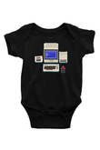 Commodore 64 Baskılı Unisex Siyah Bebek Body - Zıbın