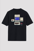 Commodore 64 Baskılı Unisex Siyah Oversize Tişört - Tshirt