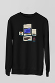 Commodore 64 Baskılı Unisex Siyah Sweatshirt
