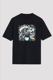 Converge Baskılı Unisex Siyah Oversize Tişört