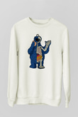 Cookie Monster Baskılı Unisex Beyaz Sweatshirt