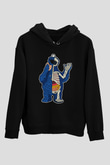Cookie Monster Baskılı Unisex Siyah Hoodie