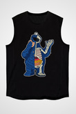 Cookie Monster Baskılı Unisex Siyah Kolsuz Tişört