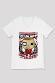 Corey Taylor Slipknot Baskılı Unisex Beyaz V Yaka Tişört
