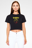 Coroner Baskılı Unisex Siyah Crop Top Tişört
