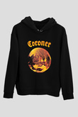 Coroner Baskılı Unisex Siyah Hoodie