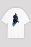 Counter Strike Baskılı Beyaz Unisex Oversize Tişört - Tshirt