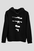 Counter Strike Baskılı Unisex Siyah Kapüşonlu Sweatshirt