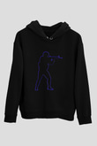 Counter Strike Baskılı Unisex Siyah Kapüşonlu Sweatshirt