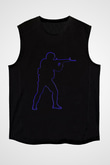Counter Strike Baskılı Unisex Siyah Kolsuz Tişört - Tshirt