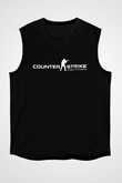 Counter Strike Baskılı Unisex Siyah Kolsuz Tişört - Tshirt
