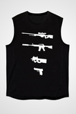 Counter Strike Baskılı Unisex Siyah Kolsuz Tişört - Tshirt