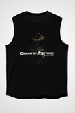 Counter Strike Baskılı Unisex Siyah Kolsuz Tişört - Tshirt