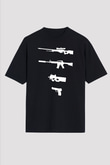 Counter Strike Baskılı Unisex Siyah Oversize Tişört - Tshirt