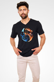 Counter Strike Baskılı Unisex Siyah V Yaka Tişört - Tshirt