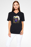 Counter Strike Baskılı Unisex Siyah V Yaka Tişört - Tshirt