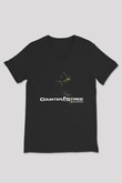 Counter Strike Baskılı Unisex Siyah V Yaka Tişört - Tshirt