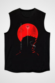 Cowboy Bebop Baskılı Unisex Siyah Kolsuz Tişört - Tshirt