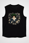 Cowboy Bebop Baskılı Unisex Siyah Kolsuz Tişört - Tshirt