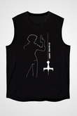 Cowboy Bebop Baskılı Unisex Siyah Kolsuz Tişört - Tshirt