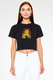 Cozy Powell Baskılı Unisex Siyah Crop Top Tişört