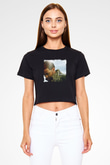 Craig David Baskılı Crop Top Siyah Kadın Tişört