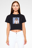 Craig David Baskılı Crop Top Siyah Kadın Tişört