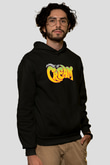 Cream Baskılı Unisex Siyah Kapüşonlu Sweatshirt
