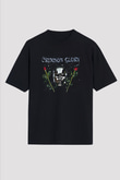 Crimson Glory Baskılı Unisex Siyah Oversize Tişört
