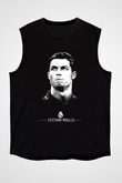 Cristiano Ronaldo Siyah Unisex Kolsuz Tişört