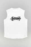 Cryptopsy Baskılı Beyaz Unisex Kolsuz Tişört - Tshirt