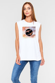 Crystal Lake Baskılı Beyaz Unisex Kolsuz Tişört - Tshirt