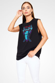 Crystal Lake Baskılı Unisex Siyah Kolsuz Tişört - Tshirt
