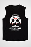 Crystal Lake Baskılı Unisex Siyah Kolsuz Tişört - Tshirt