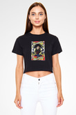 Cure Baskılı  Siyah  Crop Top Tişört