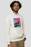 Cure Baskılı Unisex Beyaz Hoodie