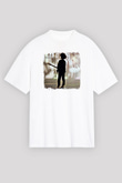 Cure Baskılı Unisex Beyaz Oversize Tişört