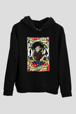 Cure Baskılı Unisex Siyah Hoodie