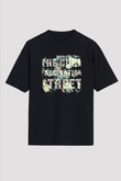 Cure Baskılı Unisex Siyah Oversize Tişört