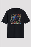 Cure Baskılı Unisex Siyah Oversize Tişört